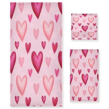 Imagem de Wassud Conjunto de 3 toalhas de banho fofas para o dia dos namorados, toalhas super macias e absorventes para banheiro, toalhas de banho de secagem rápida, toalha de banho para academia, spa, hotel