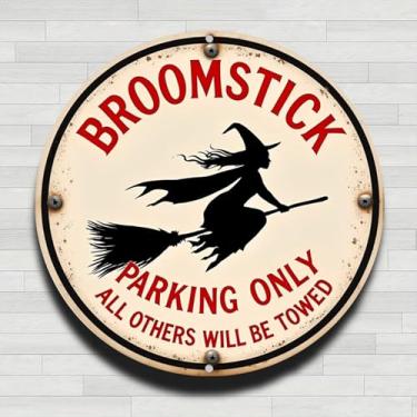 Imagem de Placa de parede redonda de metal rústico vintage para estacionamento apenas bruxa, 20 cm, presentes e decoração para casa, escritório, café e quintal