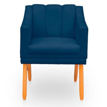 Imagem de Poltrona para Sala Moderna e Reforçada - Estofada em Suede Confortável, Ideal para Ambientes Domésticos (Azul)