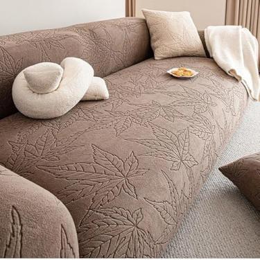 Imagem de Capa de sofá 1, 2, 3, 4 e 5 lugares, protetor móveis veludo grosso luxo, capa cor sólida, elástica para cadeira reclinável(Brown,5-seat 305-350cm)