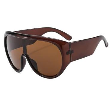 Imagem de Óculos de grau retrô com armação grande, óculos de sol femininos, lentes cor chá, proteção UV400, óculos de sol masculinos estilosos, modelo único, C, 1 peça
