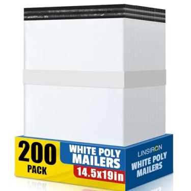 Imagem de LINSIRON 200 peças de sacos de envio de poliéster 35,5 x 48 cm, embalagem de roupas, envelopes de polimailers, envelopes de envio autovedantes, sacos de poliéster à prova d'água, pacote de suprimentos