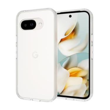 Imagem de Dynippy Capa para Google Pixel 9a, fina e semitranslúcida com sensação de pele com parte traseira fosca de TPU/PC híbrido, tela elevada e capa de telefone absorvente de choque, semi fosco (branco