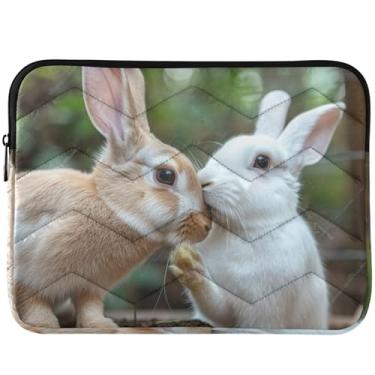 Imagem de Capa para notebook Rabbits Kiss Love Puffy Laptop Sleeve Designer Puffy Capa universal para laptop 13-14 polegadas