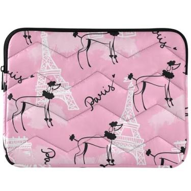Imagem de Pink Paris Poodle Dog linda capa para laptop fofa capa para laptop fofa durável capa para laptop universal 14 13 polegadas
