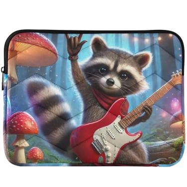 Imagem de Capa para notebook engraçada com estampa de bicho-rocha guaxinim, capa para notebook universal acolchoada de 13 a 14 polegadas para Mac Air 13 polegadas