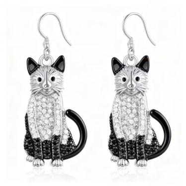 Imagem de OSCCI Adoráveis brincos em forma de gato – design animal acrílico com ganchos de liga durável, brincos hipoalergênicos modernos para mulheres e amantes de animais de estimação, Acrílico, Sem pedra