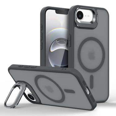 Imagem de Capinha Capa Case tecnológica Premium Para iPhone 16e - 6,1 polegadas -Anti impacto e proteção para câmeras com suporte retrátil e acabamento Micro-Mate Fosco que repele marca de dedos