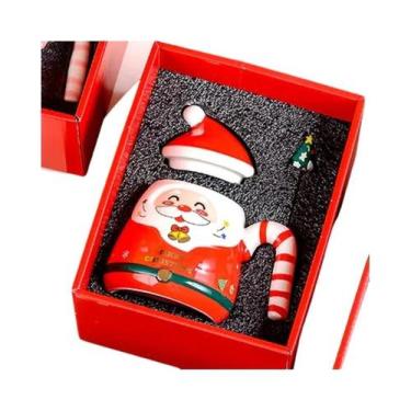 Imagem de Conjunto De Canecas De Cerâmica Santa Com Colher E Tampa, Lembrança De