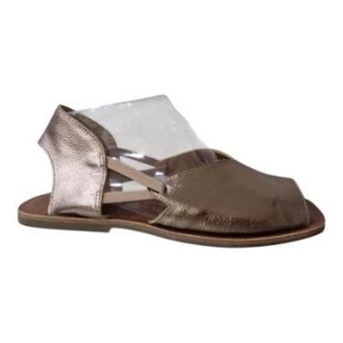 Imagem de Sandália Feminina Dinapoli em Couro Rasteira 320024 Prata Velho 36-Feminino