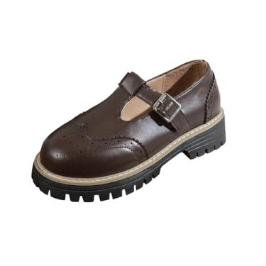 Imagem de Mocassins femininos casuais Mary Shoes sola grossa bico redondo salto confortável primavera verão versátil calçado para uso ao ar livre, Marrom, 36