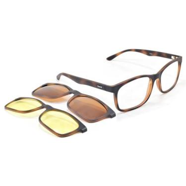 Imagem de Armação Grande Oculos Smart Marrom ClipOn Dia E Noite 950, Marrom