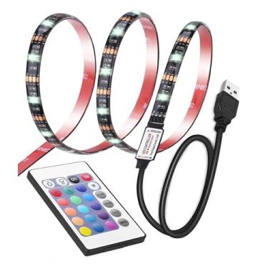 Imagem de Fita de LED de 2 metros para 40-60 polegadas Kit de retroiluminação USB de TV com controle remoto, 16 cores 5050 viés HDTV, para 40-60