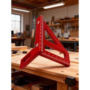 Imagem de Ferramenta de medição métrica de marcação métrica de 45 régua de ângulo de 90 graus de liga de alumínio quadrada triangular para carpintaria