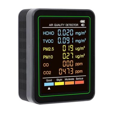 Imagem de Jectse Detector de Qualidade do Ar 5 Em 1, Medidor de Umidade de Temperatura CO2 TVOC HCHO Em Tempo Real Com Detecção Precisa para Home Office, Sensor Semicondutor