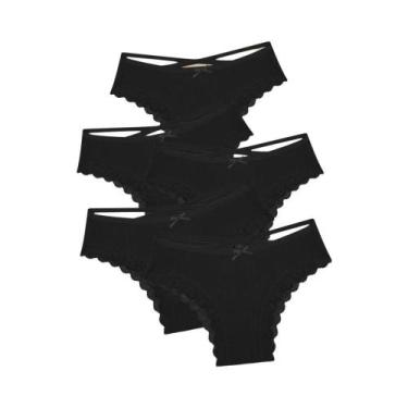 Imagem de Calcinhas De Renda De Algodão Femininas 5PCS Confortáveis Calcinhas Br