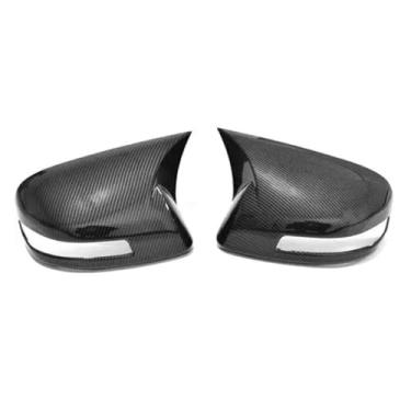 Imagem de Retrovisor do carro espelho lateral capa asa tampa exterior adesivo caso de visão traseira guarnição estilo fibra carbono preto Compatível com honda civic 2012-2015(Carbon)