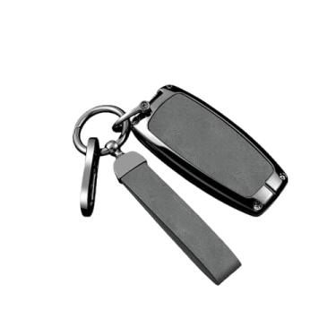 Imagem de Capa de couro para chave de carro, bolsa protetora compatível com hyundai genesis g80 gv70 gv80 gv90 2019 2020 2021 2022, acessórios automotivos(E-grey keyring)