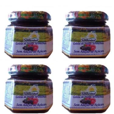 Imagem de Kit com 4 Potes de Geleia Diet De Frutas Vermelhas 270g Fazenda Sonnen