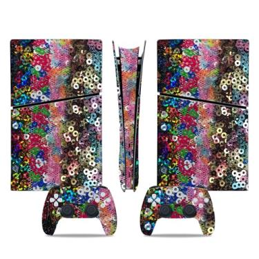 Imagem de Película de decalque para disco Ps5, capa adesiva de vinil de corpo inteiro para console e controle PlayStation 5 (edição de disco PS5, Blue Lightning) (glitter colorido, PS5 Slim Digital)