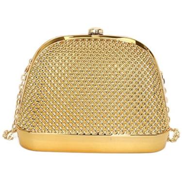 Imagem de NLAIOUSL Bolsa de mão de acrílico exclusiva em forma de concha para casamentos e festas noturnas, bolsa cruzada de ombro, Ouro