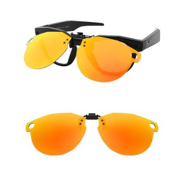 Imagem de HILEEN Óculos de sol polarizados Flip-up Clip-on para Oakley Meta HSTN OW8002 51 mm para homens mulheres proteção UV vermelho fogo