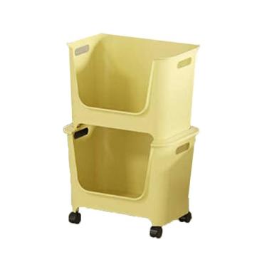 Imagem de Rack de armazenamento de carrinho amarelo com rodízios - Carrinho de armazenamento de montagem fácil de várias camadas para sala de estar, cozinha, banheiro, escritório e varanda - Solução de