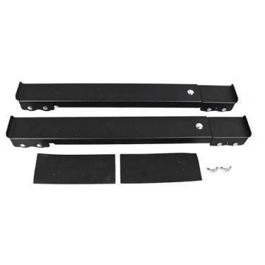 Imagem de Rolo de eletrodomésticos Suporte extensível para máquina de lavar roupa com 16 rodas de freio para geladeira, lavadora, secadora, ferro preto móvel 45x5x4cm 2 unidades