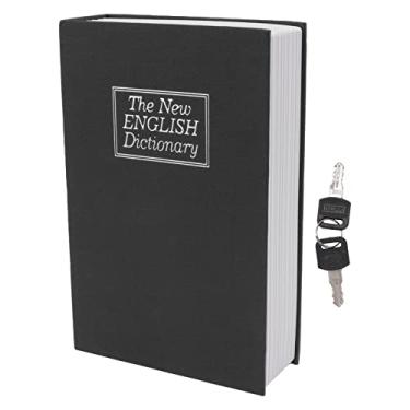Imagem de Cofre de livro com chave de bloqueio Simulação Livro Seguro Caixa de armazenamento de dinheiro portátil para segurança de escritório doméstico Liga de alumínio ABS 160 x 55 x 240 (Preta)