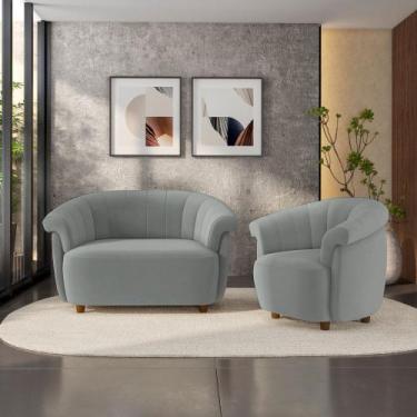 Imagem de Conjunto Sala de Estar Decorativo Latvia Sofá Namoradeira e Poltrona P