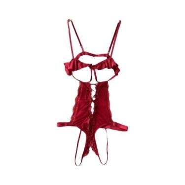 Imagem de Macacão Cosplay Sexy De Coelhinha Vermelho Sem Costas Com Cadarço E Ci