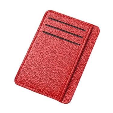 Imagem de Carteira masculina ultrafina de couro sintético - design minimalista com bolso frontal com 6 compartimentos para cartão e bolso para moedas com zíper, resistente à água, leve (preto, azul, marrom