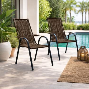 Imagem de Conjunto 2 Cadeiras De Junco Para Área de Piscina Lazer Jardim   - Rede Móveis