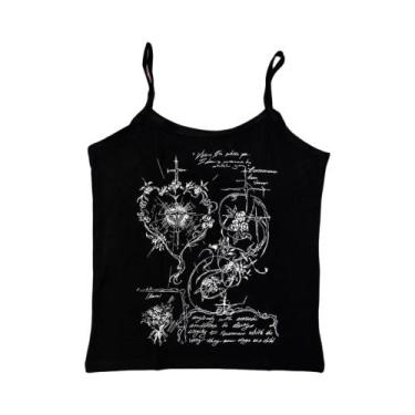 Imagem de Camiseta Gráfica Gótica 2K Para Mulheres, Manga Longa, Estilo Vintage 