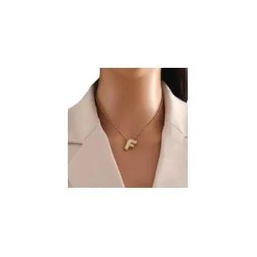 Imagem de Colar Feminino Banhado a Ouro 18K Com Pingente De Zircônia Letra A-Z E