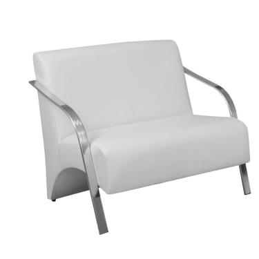 Imagem de Poltrona Vênus 2 Lugar Braço Alumínio D Salla Courino Branco