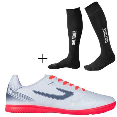 Imagem de Kit Chuteira Futsal Topper Cup VII+ Meião De Futebol Dalponte Profissional