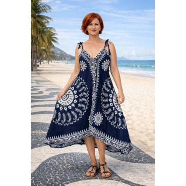 Imagem de Vestido Feminino Viscose Modelo Lenço Mandala Ajustável Fresquinho - B