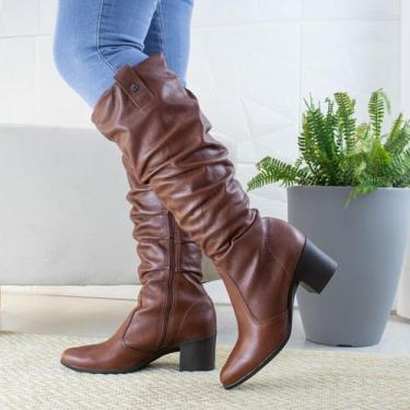 Imagem de Bota Feminina Bottero em Couro Legítimo Cano Longo e Salto Confortável