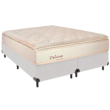 Imagem de Cama Box King e Colchão Deluxe Molas Ensacadas Colchobel Branco