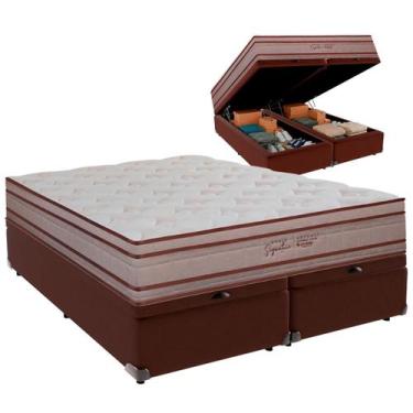 Imagem de Cama Baú King e Colchão Artemis Molas Ensacadas Colchobel Marrom