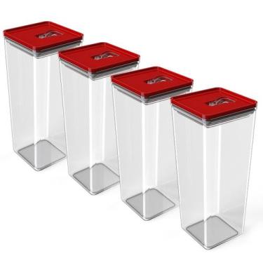 Imagem de Kit Pote Mantimento Hermético 4 Peças de 2,5L Organizador Multiuso Coz