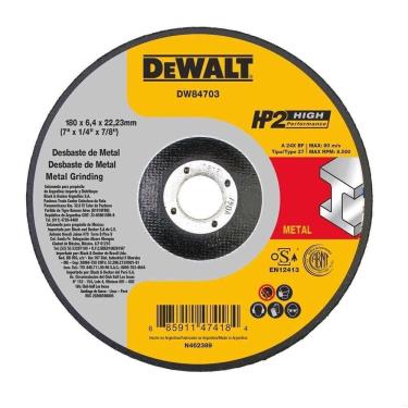 Imagem de Disco Desbaste 180,0 Mm X 6,4 Mm X 22,23 Mm 7, Hp2 Higt Performance, Dw84703, Dewalt Os...