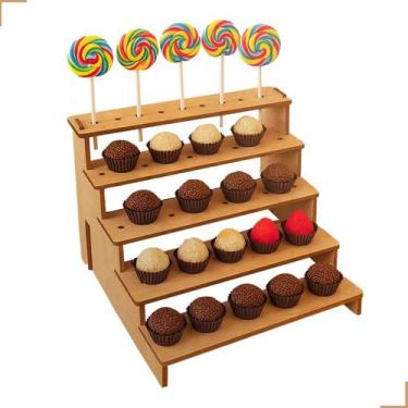 Imagem de Piruliteiro Escada Desmontável Mdf Doces Festa Decoração - Tabuleiros 