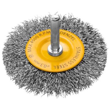 Imagem de Escova de Aço Inox Circular com Haste 75 x 17 mm - DENZEL