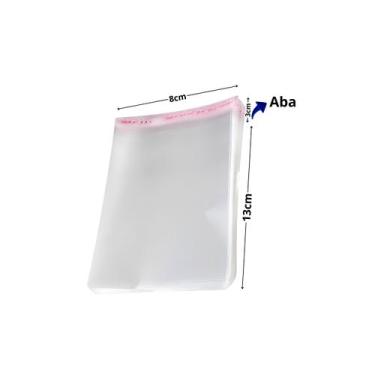 Imagem de Saco Adesivado Plástico Transparente 8x13+3cm Com 500 Unidades - JC