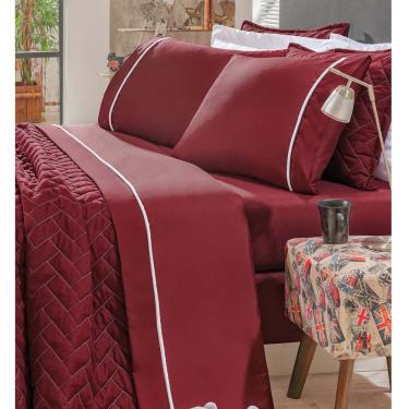 Imagem de Kit Cobre Leito Capri Vinho Casal Queen 3 Peças - Bordados Ricardo