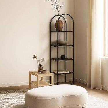 Imagem de Puff Orgânico para Sala de Estar Bouclê Judi Bege