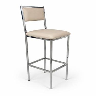 Imagem de Banqueta Alta Flora Bar Gourmet Cromada Assento e Encosto Fendi - Polt