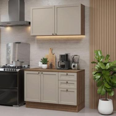 Imagem de Armário de Cozinha Compacta 120 cm Rustic/Crema Vik Madesa 01, Rustic/